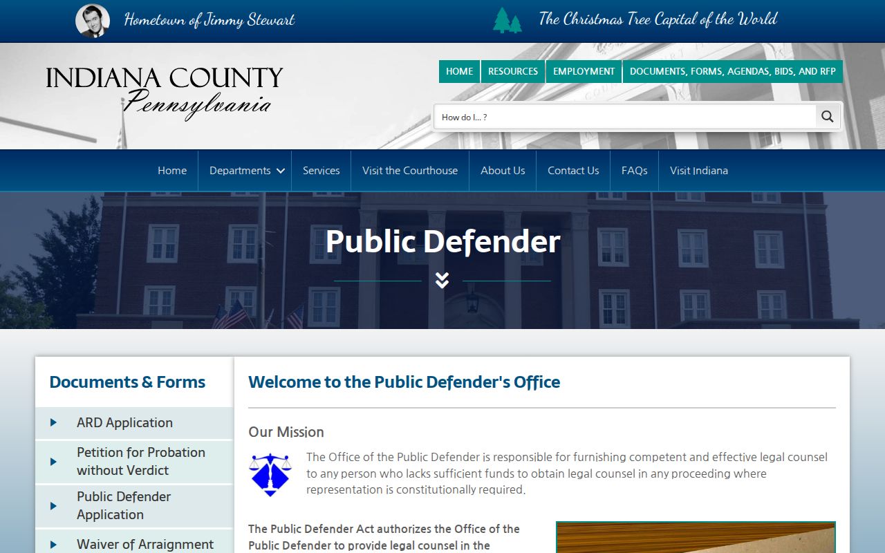 Indiana County Public Defender criminal court case applications