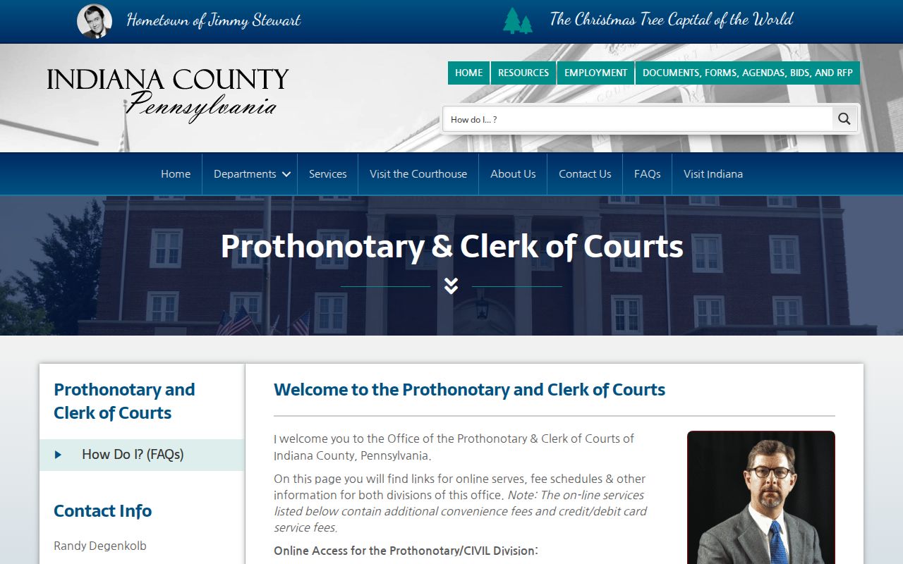 Indiana County Clerk of Courts criminal case record services