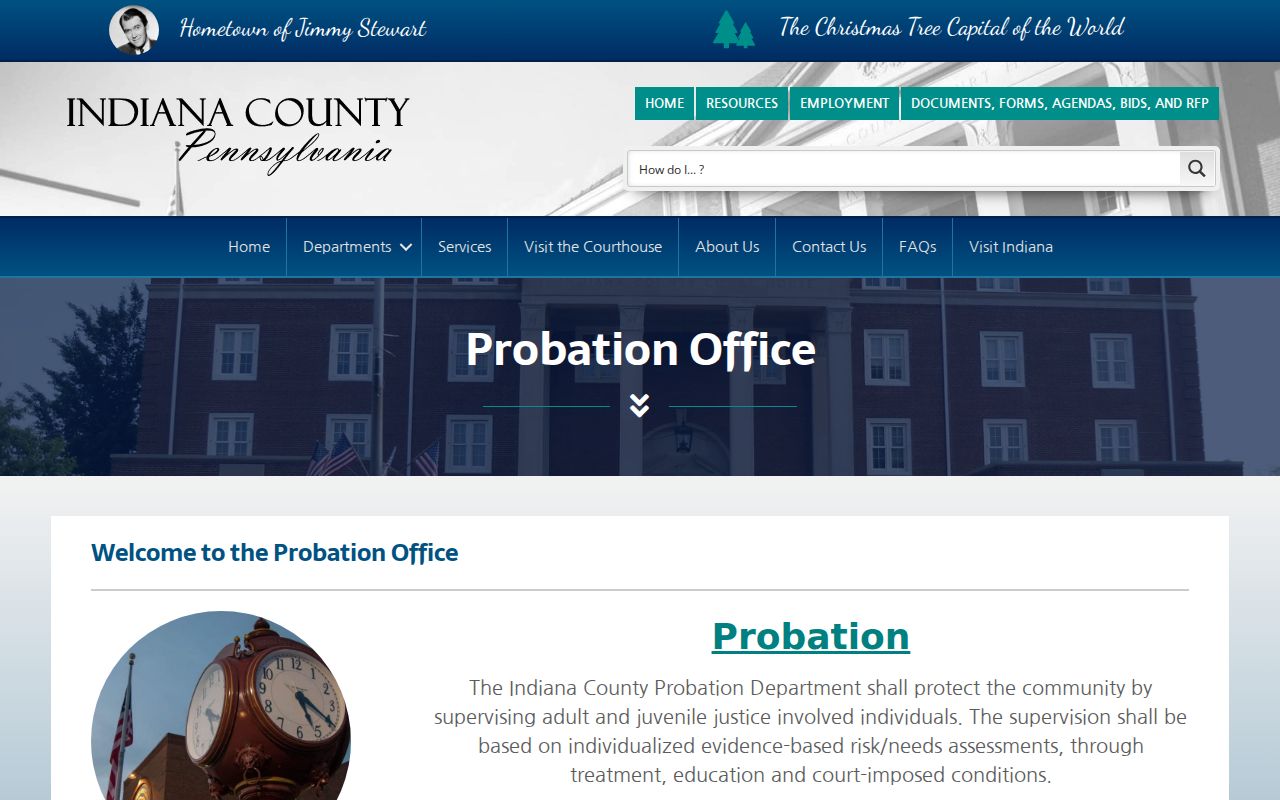 Indiana County criminal supervision records and probation programs