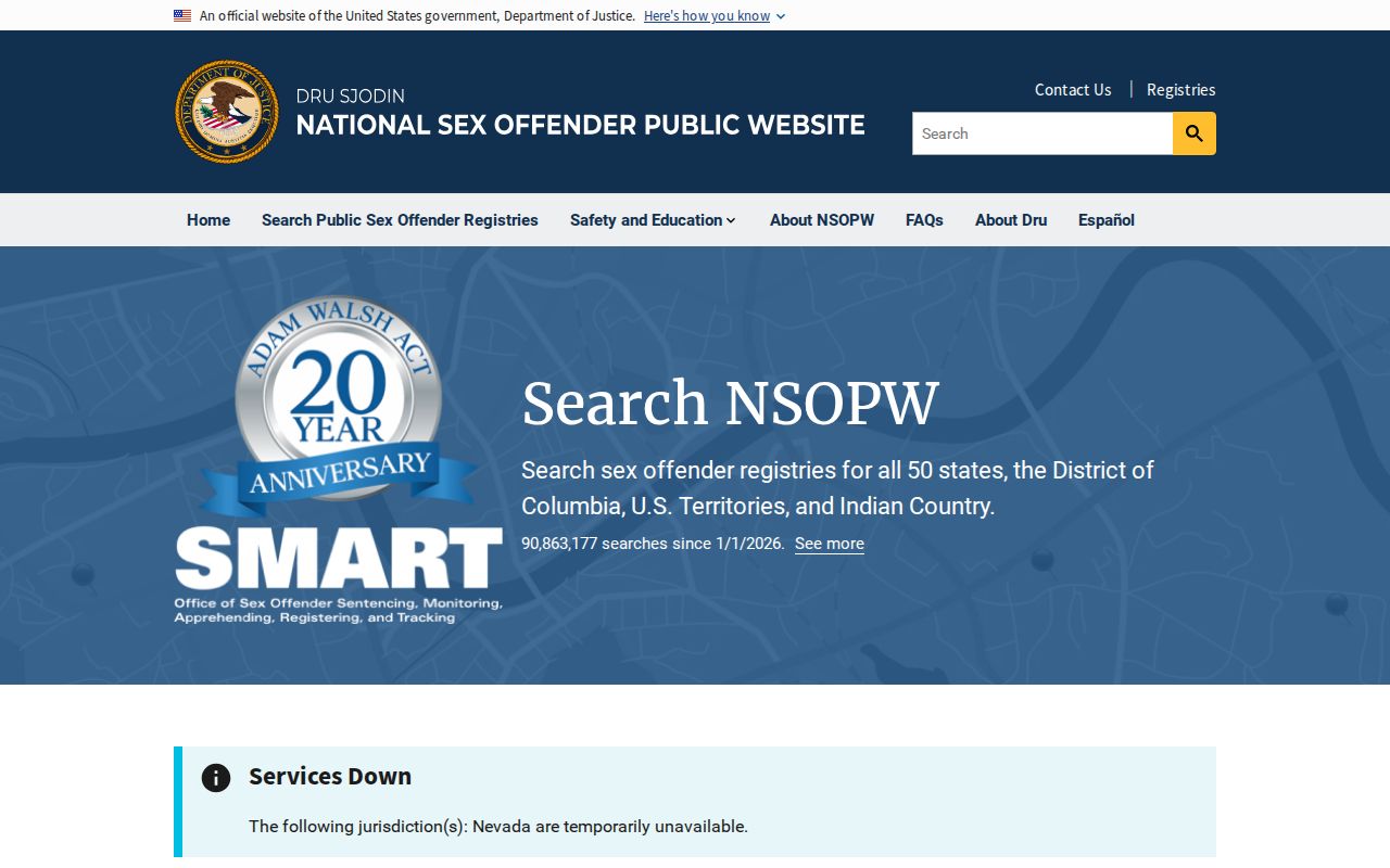 Indiana County sex offender search using the national NSOPW supplement
